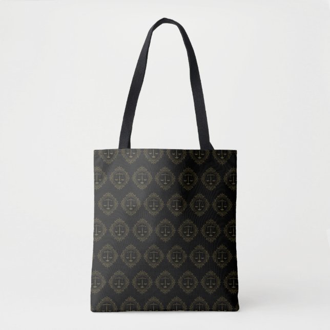 Elegant Gold Scales of Justice | Lawyer Tote Bag (Front)