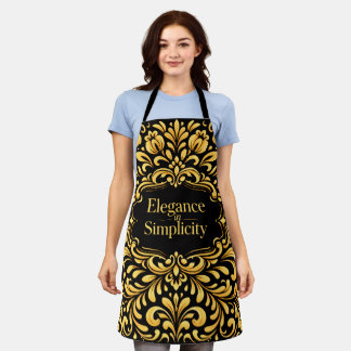 Elegant Gold Scandinavian Floral Pattern Apron