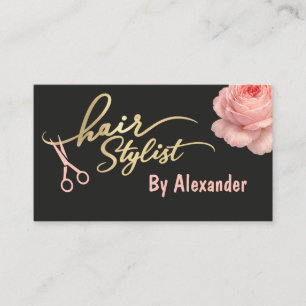 Elegant Gold Scissors Hairdresser Business Card