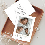 Elegant Gold Script 3 Photo Baby Thank You Card<br><div class="desc">Elegant Gold Script 3 Photo Baby Thank You Card. The back includes a message from the family. Click the edit button to customise this design with your photos and details.</div>