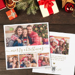 Elegant Gold Script 4 Photo Collage Christmas Holiday Card<br><div class="desc">Modern Minimalist Elegant White and Gold "Merry Christmas" Script 4 Photo Collage Holiday Card. This festive, whimsical mimimalist, four (4) photo holiday card template features a pretty photo collage and says „Merry Christmas”! The „Merry Christmas” greeting text is written in a beautiful hand lettered swirly swash-tail font type calligraphy or...</div>