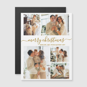 Elegant Gold Script 5 Photo Merry Christmas