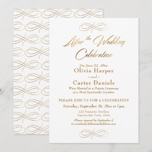Elegant Gold Script After the Wedding Celebration Invitation