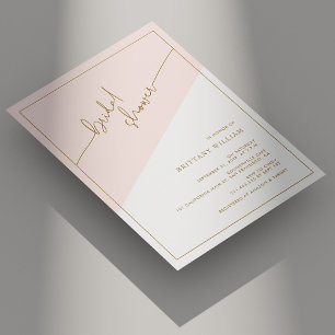 Elegant Gold Script Blush Pink Bridal Shower Invitation