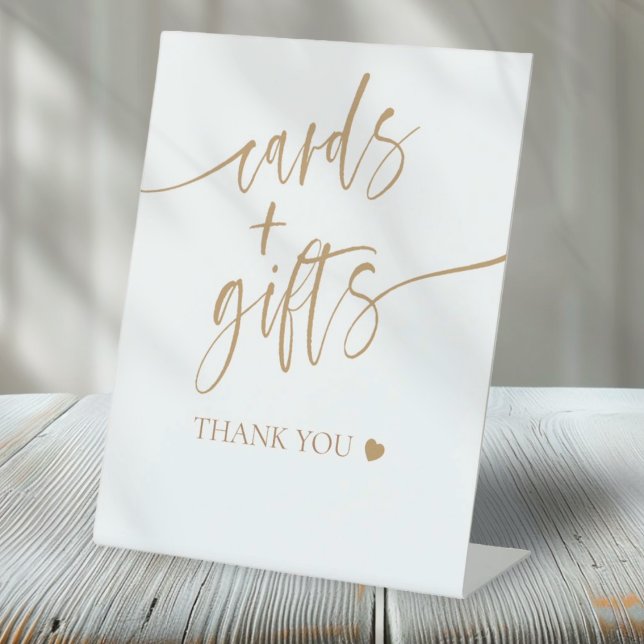Elegant Gold Script Bridal Shower Cards & Gifts  Pedestal Sign (Creator Uploaded)