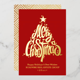 Elegant Gold Script Business Christmas