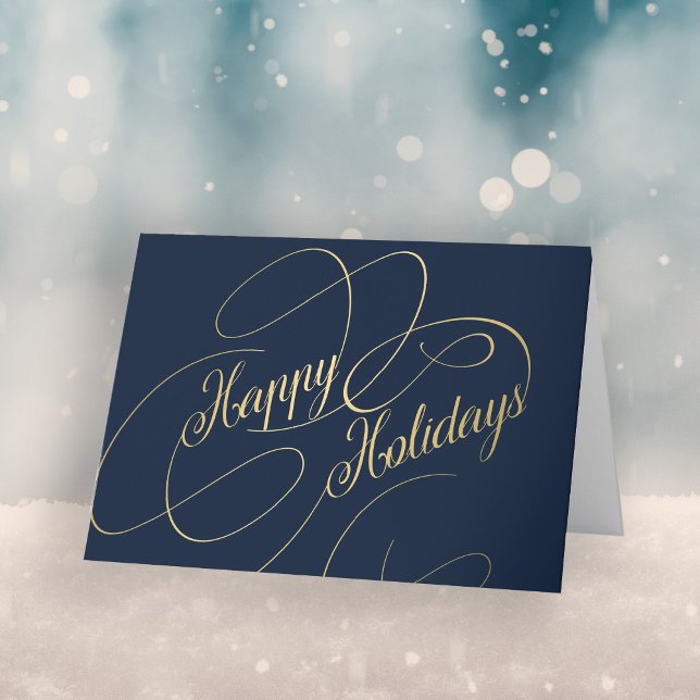 Elegant gold script business corporate holiday card (Creator Uploaded)