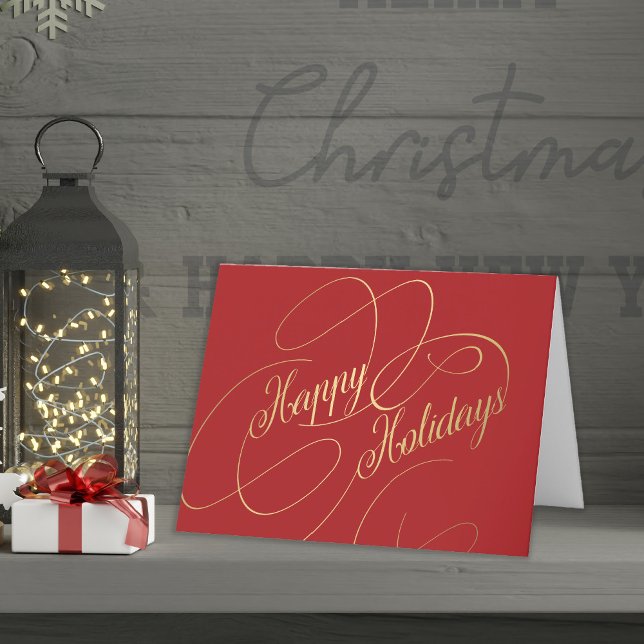 Elegant gold script business corporate holiday card (Creator Uploaded)