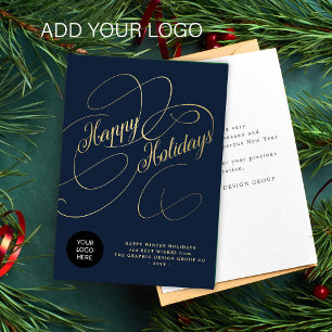 Elegant gold script business corporate logo holiday card