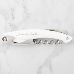 Elegant Gold Script Calligraphy Wedding Corkscrew