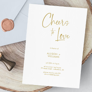 Elegant Gold Script Cheers to Love Wedding Invitation