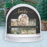Elegant gold script custom family photo collage<br><div class="desc">Cute modern family snow globe featuring 7 custom photos,  and a trendy arch shape handwriting faux gold calligraphy script. It can be a perfect home decor or keepsake gift for family members on an anniversary,  birthday,  or Christmas.              Personalise it with your pictures,  text,  and signature on both sides!</div>
