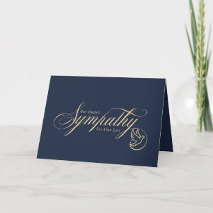 Elegant Gold Script Dove Blue Condolence Sympathy Card