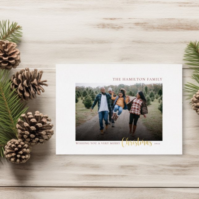 Elegant Gold Script Family Christmas Photo (Creator Uploaded)