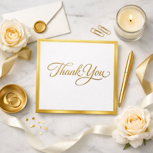 Elegant Gold Script Flat Thank You Card (Creator Uploaded)