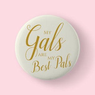 Elegant Gold Script Friends Of Bride Bridal Shower 6 Cm Round Badge