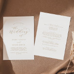 Elegant Gold Script Front Back Wedding Invitation<br><div class="desc">This elegant gold script front and back wedding invitation is perfect for a simple wedding. The minimalist gold and white design features fancy romantic typography with modern glam style. Customisable in any colour. Keep the design minimal and classy, as is, or personalise it by adding your own graphics and artwork....</div>