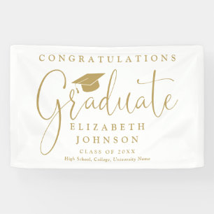 Elegant Gold Script Graduation Party Banner