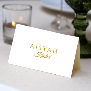 Elegant Gold Script Islamic Wedding Place Card