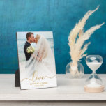 Elegant Gold Script Love Wedding Photo Plaque<br><div class="desc">Love Elegant Gold Script Wedding Photo Plaque</div>