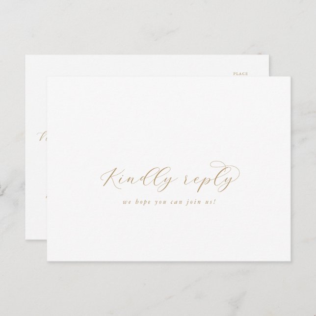 Elegant Gold Script Menu Choice RSVP Postcard (Front/Back)