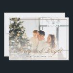 Elegant Gold Script Merry and Bright Photo  Holiday Card<br><div class="desc">Elegant Gold Script Merry and Bright Photo Holiday Card</div>