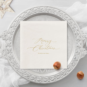 Elegant Gold Script “Merry Christmas”  Napkin