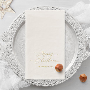 Elegant Gold Script “Merry Christmas” Napkin