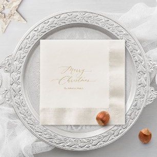 Elegant Gold Script “Merry Christmas” Napkin