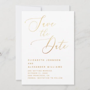 Elegant Gold Script Minimalist Classic Wedding Save The Date
