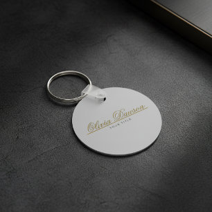 Elegant Gold Script Minimalist Key Ring