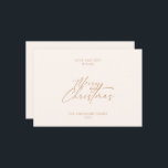 Elegant Gold Script Minimalist Merry Christmas  Holiday Card<br><div class="desc">A unique and trendy minimalistic christmas holiday card. That features whimsical gold merry Christmas and a quote that say love and best wishes for your family and friends greetings. The background is beige and elegant with minimal touch. And with a customisable family name signature and year. Grab this modern simple...</div>
