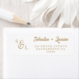 Elegant Gold Script Monogram Return Address