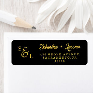 Elegant Gold Script Monogram Return Address
