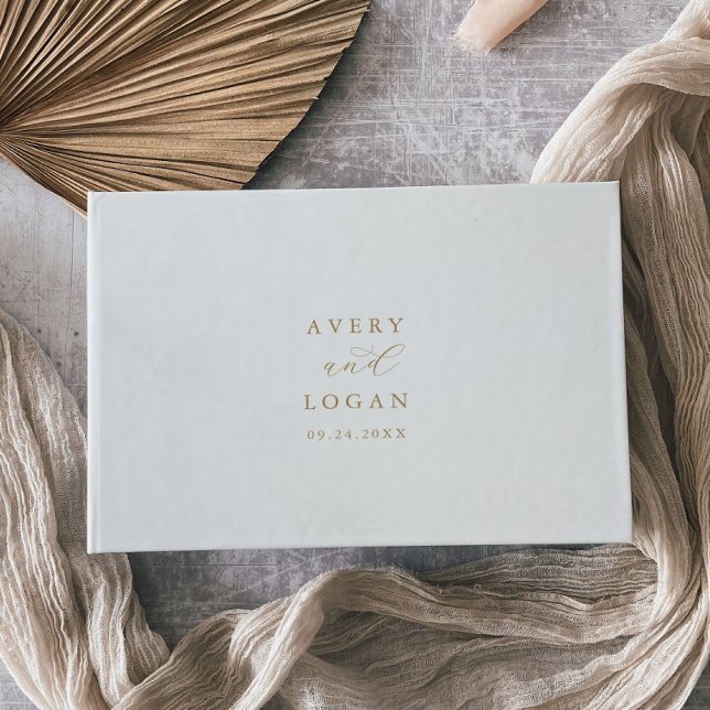 Elegant Gold Script Monogram Wedding Guest Book (Creator Uploaded)