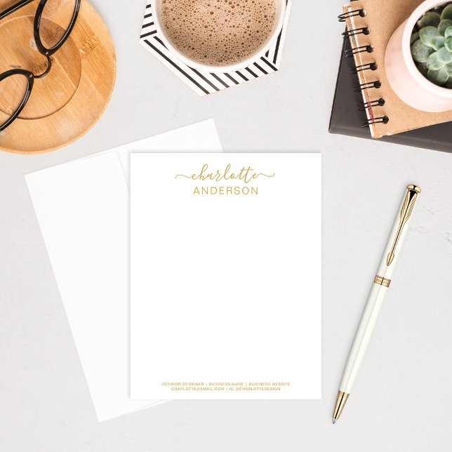 Elegant Gold Script Name Monogram Card (Creator Uploaded)