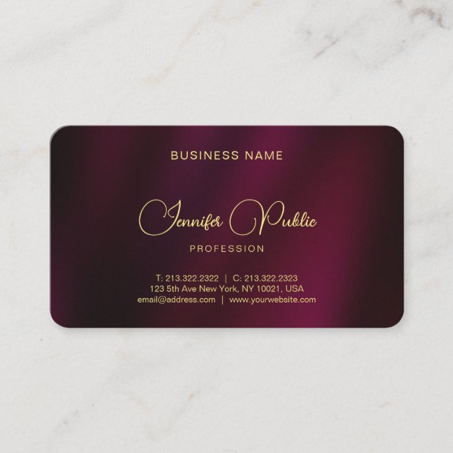 Elegant Gold Script Name Text Rounded Corner Luxe Business Card (Front)