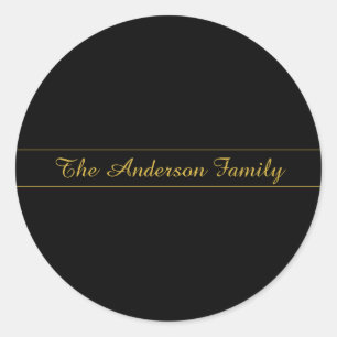 Elegant Gold Script on Navy Blue Background Classic Round Sticker