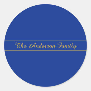 Elegant Gold Script on Navy Blue Background Classic Round Sticker