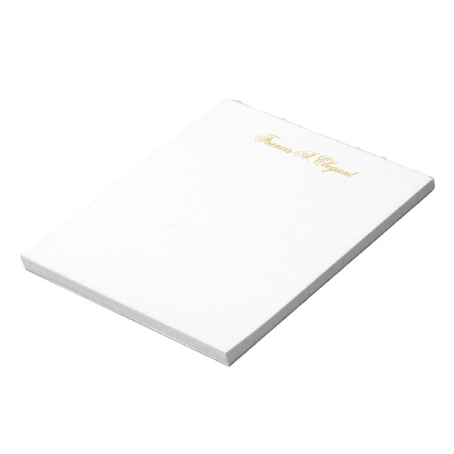 Elegant Gold Script Personalized Note Pad (Rotated)