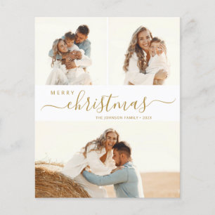 Elegant Gold Script Photo Collage Christmas Flyer