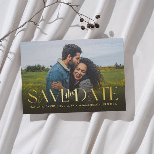 Elegant Gold Script Photo Wedding Save The Date