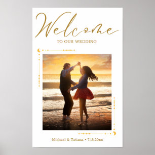 elegant gold script photo wedding welcome  poster