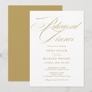 Elegant Gold Script Rehearsal Dinner Invitation