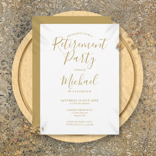 Elegant Gold Script Retirement Party Invitation