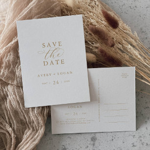 Elegant Gold Script Save the Date Invitation Postcard