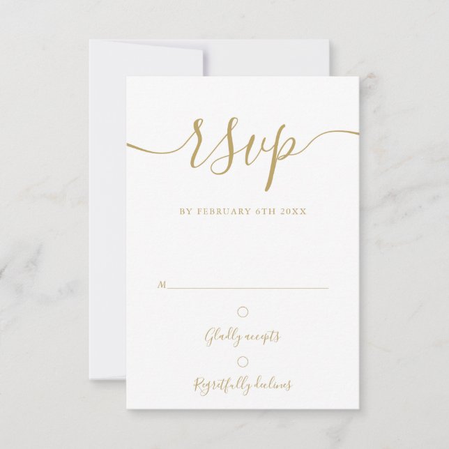 Elegant Gold Script Simple Modern RSVP Card (Front)