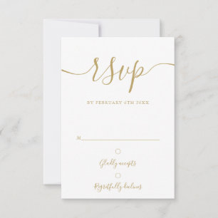 Elegant Gold Script Simple Modern RSVP Card