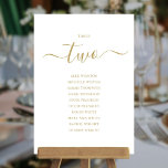 Elegant Gold Script Table Number 2 Seating Chart<br><div class="desc">These elegant gold and white signature script double-sided table number 2 seating chart cards are perfect for all celebrations. Designed by Thisisnotme©</div>