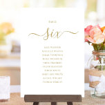 Elegant Gold Script Table Number 6 Seating Chart<br><div class="desc">These elegant gold and white signature script double-sided table number 6 seating chart cards are perfect for all celebrations. Designed by Thisisnotme©</div>